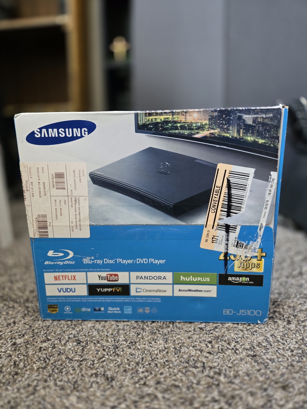 NEW SEALED Samsung BD-J5100 Smart Curved Blu-ray Player Wi-Fi 1080p Streaming